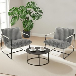 Modern Comfy Living Room Chair Set of 2,Upholstered Reading Chair with Shredded Foam Cushioning,Dark Gray - 1 of 4