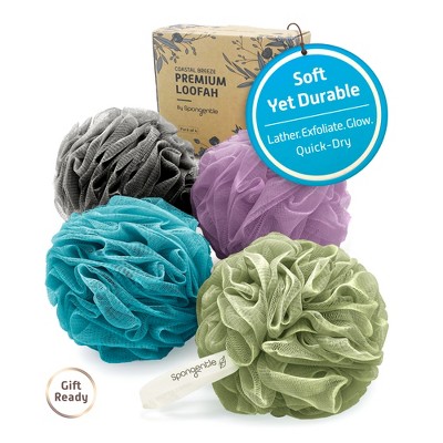 Spongentle Loofah Bath Sponge, Exfoliating Scrubber for Bath & Shower, Ideal for Women & Men, 60g/70g