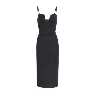 Women's Ruched Midi Bodycon Dress - Black Beauty : Target
