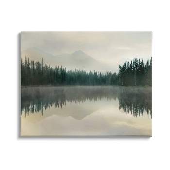Stupell Industries Foggy Lake Forest Landscape Soft Nature Water Reflection