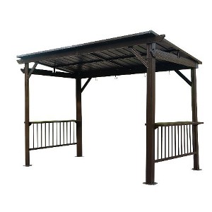NicBex Grill Gazebo, Aluminum BBQ Outdoor Gazebo with Metal Frame and Shelves Serving Tables, Permanent Double Roof Canopy Hard top Gazebos - 1 of 4