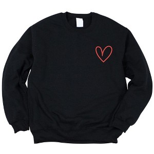 Simply Sage Market Women's Graphic Sweatshirt Embroidered Hand Drawn Heart LC - 1 of 4