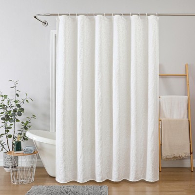 Kate Aurora Robyn Leaf Raised Jacquard Lux Fabric Shower Curtain - 72" x 72"