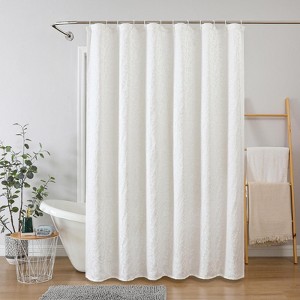 Kate Aurora Robyn Leaf Raised Jacquard Lux Fabric Shower Curtain - 72" x 72" - 1 of 4
