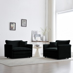 Set of 2 Chenille Accent Chairs with Toss Pillows, Modern Upholstered Armchairs for Living Room & Bedroom-Cuddlewood - 1 of 4