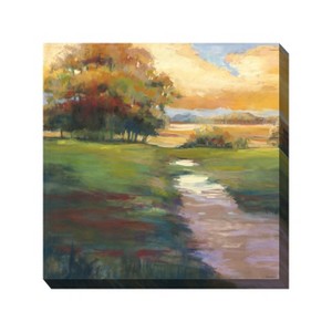 Cottage Garden West of The Wind Heartland Green, Yellow, Red 24 x 24 Inch Waterproof Gallery Wrapped Canvas, Outdoor Garden, Yard, Patio All Weather - 1 of 2