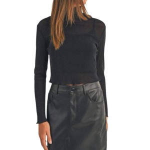 Women's Mesh Long Sleeve Top - MIOU MUSE - 1 of 3