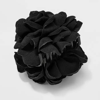 Faux Flower Claw Hair Clip - A New Day™ Black