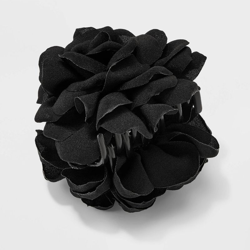 Faux Flower Claw Hair Clip - A New Day&#8482; Black, 1 of 3