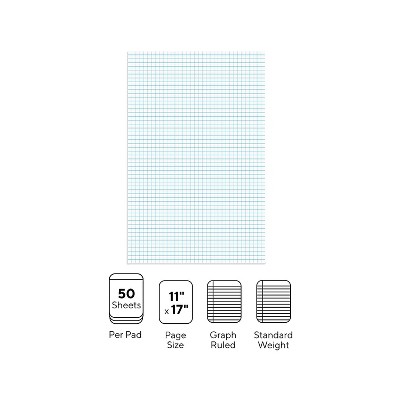 Staples Graph Pad 11" X 17" Graph White 50 Sheets/pad (18586) 814566