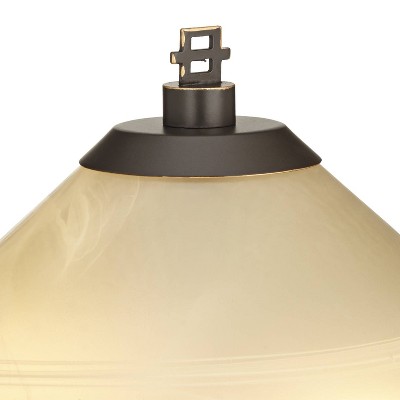 Bronze Mission Style Table Lamp with Alabaster Shade