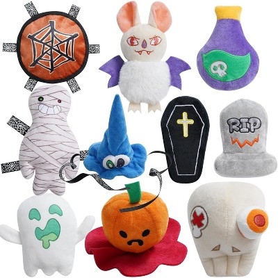 ZippyPaws 10PC Halloween Theme Dog Toys: Puppy Small Dogs Squeaky Crinkle Plush Chew Toys