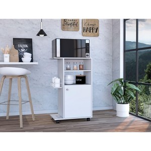 NicBex Mobile Kitchen Island Cart Morden Kitchen Carts on Wheels with Storage with 2 Storage Shelves, 1 Cabinet and Spice Rack for Kitchen - 1 of 4