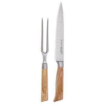 Arrtcy Carving Knife Set 2 Piece,Full Tang Carving Knife and Fork,German  Stainless Steel Kitchen Knife for Turkey, Ham, BBQ, Carving Set with Gift