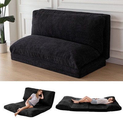 MAXYOYO Bean Bag Sofa Bed - Corduroy Floor Sofa with Washable Cover, Black