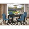 HomeStock 5-Piece Black Finish Solid Wood Top Dining table with 4-Chairs with Butterfly Leaf - 2 of 4