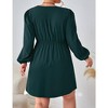 Women's Plus Size V Neck Wrap Dress Casual Long Sleeve High Waist Party Business Work Blazer Midi Dress - 4 of 4