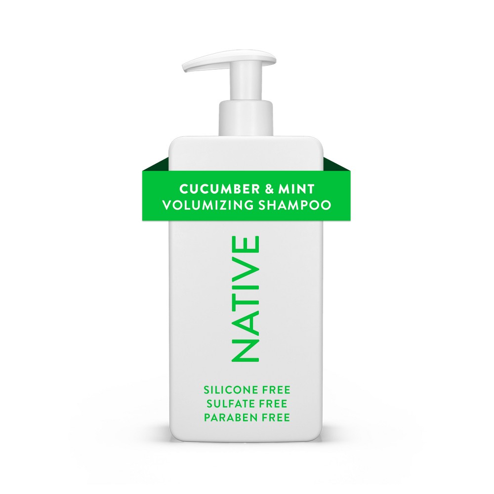 Photos - Hair Product Native Vegan Cucumber & Mint Natural Volume Shampoo, Clean, Sulfate, Paraben and Silicone Free - 16.5 fl oz 