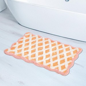 Folkulture Bathroom Rugs or Bath Mat | (20 x 30) Bathroom Rugs Non Slip Bath Mat for Home, Washable Orange Bathrooms Rug Pink Bath Mats - 1 of 4