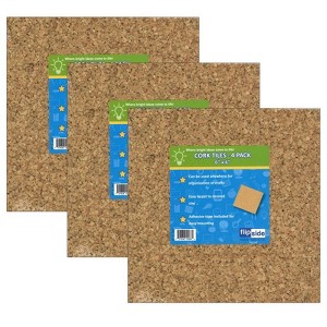 Natural Cork Tiles, 6" x 6", 4 Per Pack, 3 Packs - 1 of 1