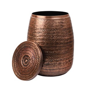 happimess Jasper Modern Rustic Arrow-Hammered Metal Drum Storage Side Table with Lid - 1 of 3