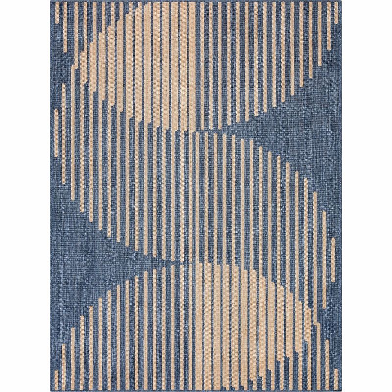 Well Woven Alder Indoor OutdoorFlat Weave Pile Stripes Circles Geometric Area Rug, 1 of 10
