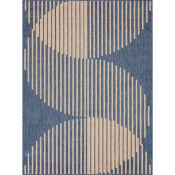 Well Woven Alder Indoor OutdoorFlat Weave Pile Stripes Circles Geometric Area Rug