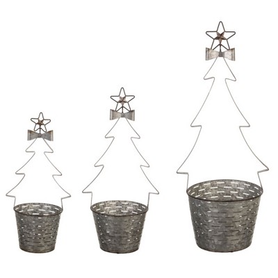 Transpac Metal Tree Container Set of 3 Home Decorations Christmas