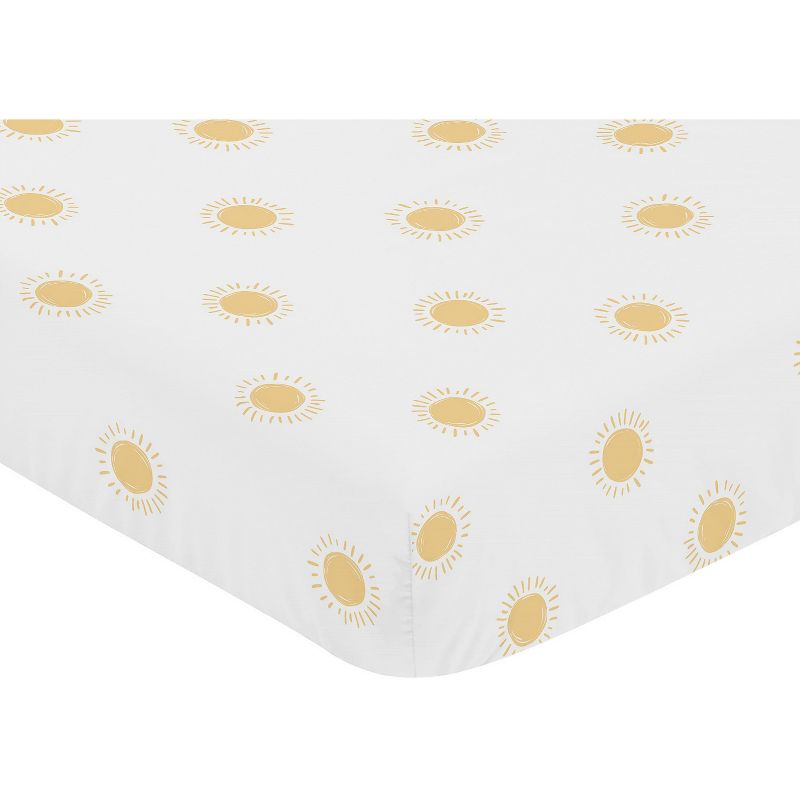 Sweet Jojo Designs Boy or Girl Gender Neutral Unisex Baby Fitted Crib Sheet Boho Sun Yellow and White, 4 of 8