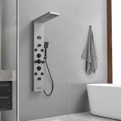 Black Nickel 8-Jet Rainfall Shower Panel System with Handheld Wand