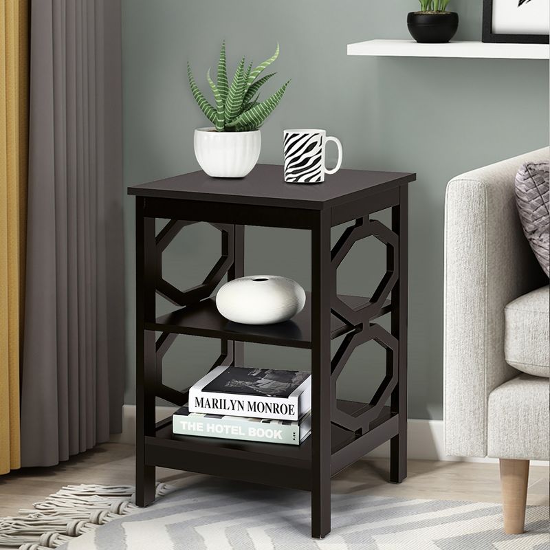 Costway 3-tier Nightstand Sofa Side End Accent Table Storage Display Shelf White\Black\Espresso\Grey, 5 of 11