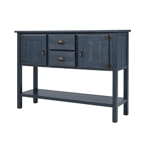 KWPZQEB Farmhouse Sideboard Buffet Cabinet, Solid Wood Console Table with 2 Drawers & 2 Barn Doors, Retro Coffee Bar Cabinet for Kitchen, Dining Room - 1 of 4