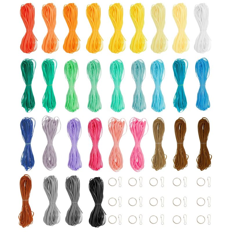 Juvale 31 Color Lanyard String Kit, Gimp String for Bracelets Boondoggle Keychains, Plastic Cord with Rings and Hooks, 5 of 9