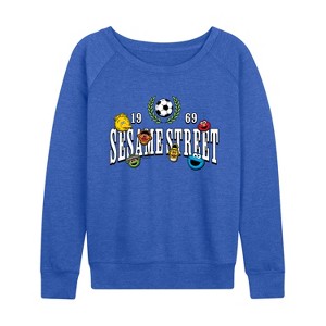Women's - Sesame Street - Ss Soccer Jersey Lightweight French Terry Wide Neck Long Sleeve Graphic Shirt - 1 of 3