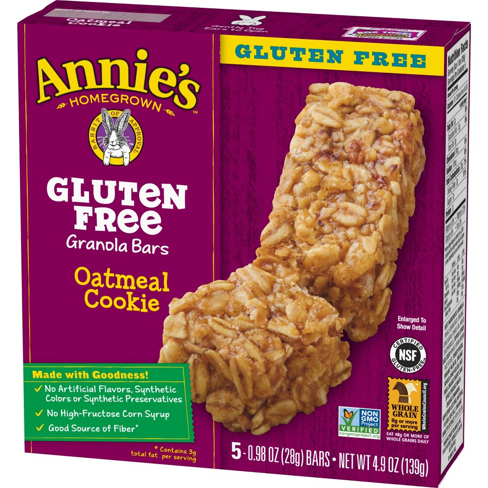 UPC 013562460519 product image for Annie's Homegrown Gluten Free Oatmeal Cookie Granola Bars - 5ct | upcitemdb.com