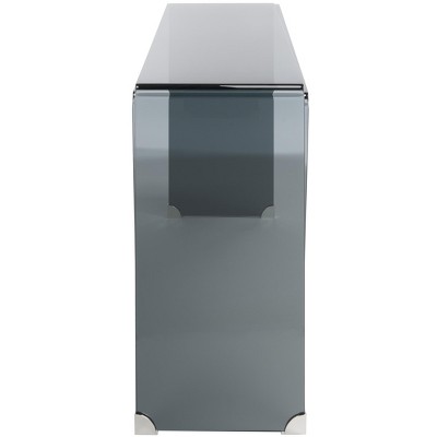 Huck Clear and Gray Glass Console Table with Storage