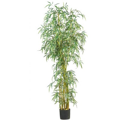 7ft Artificial Curved Slim Bamboo Silk Tree in Pot - Nearly Natural