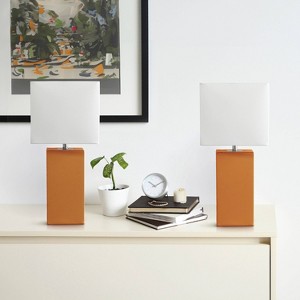 Lalia Home Lexington 21" Leather Base Table Lamps with Fabric Shade - 1 of 4
