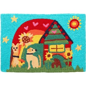 Jellybean Peace, Love, Dog 20" x 30" Washable Accent Doormat – Fun & Durable Mat for Dog Lovers - 1 of 3