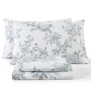 HLC.ME Floral Bed Sheets - Bed Sheet Set - Wrinkle Resistant & Ultra Soft - Fits Mattresses up to 15 Inches Deep - 1 of 4
