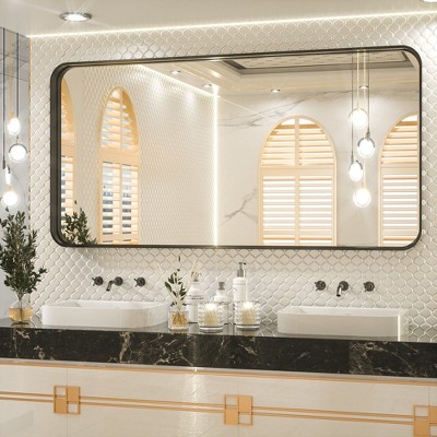 Keonjinn Framed Wall Mirror, Modern Rectangular Bathroom Vanity Mirror, Wall Mounted