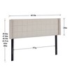 Linen Upholstered Headboard, Tufted Nailhead & Double Wingback, 6 Adjustable Position - 3 of 4