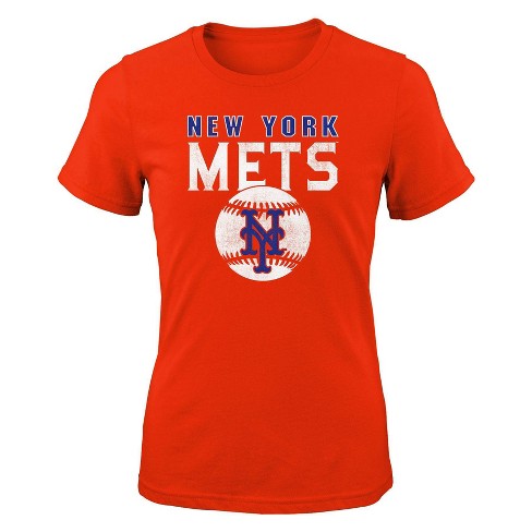 MLB New York Mets Girls' Crew Neck T-Shirt - XS