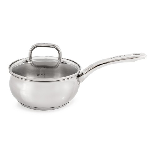 BergHOFF Belly Shape 18/10 Stainless Steel 6.25 Sauce Pan with Glass Lid  1.5Qt.