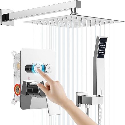 Qomolangma 10 inch Rain Shower System with Push Button Diverter