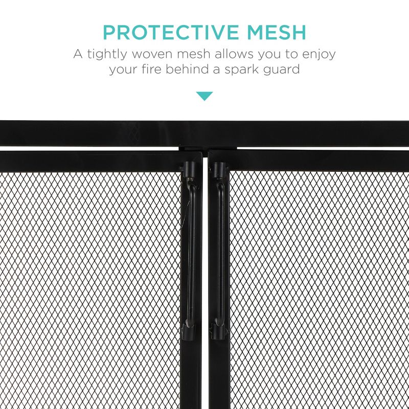 Best Choice Products 38.5x31in 2-Door Fireplace Screen, Handcrafted Wrought Iron Spark Guard w/ Magnetic Doors, 4 of 8