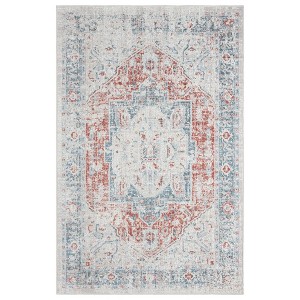 LR Home Antiquity Durable Performance Area Rug Outdoor in Blue/Orange ...