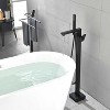 Freestanding Bathtub Faucet Tub Filler Matte Black Floor Mount Bathroom Faucets Brass Single Handle with Hand Shower - 4 of 4