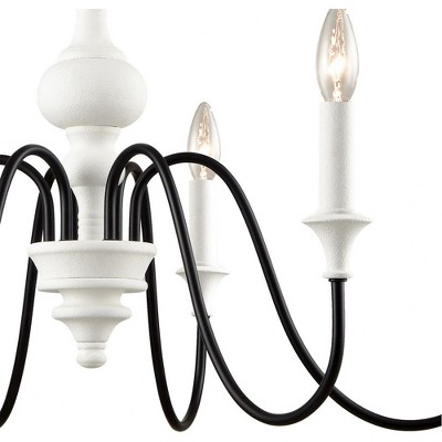 Val de Loire French Country Charm White Coral 6-Light Chandelier