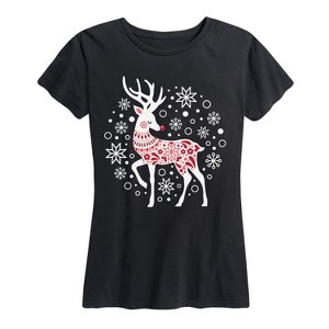 Women's - Instant Message - Scandinavian Reindeer Short Sleeve Graphic T-Shirt - 1 of 4
